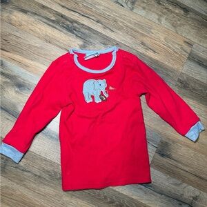 Charming Red Long Sleeve Kids Tee with Elephant Design